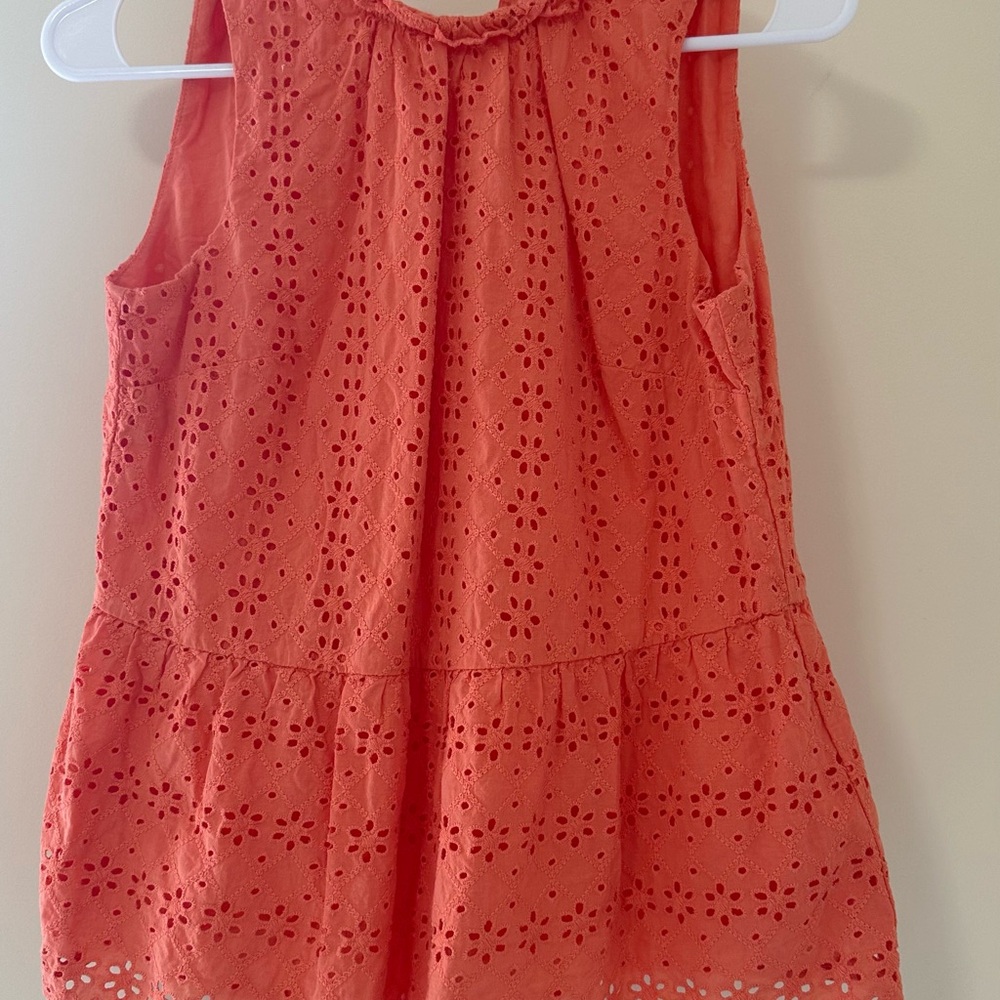 LOFT Orange Eyelet Sleeveless Top